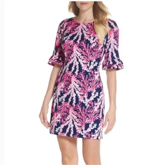 Lilly Pulitzer Fiesta Stretch Dress Nauti Navy Beyond The Sea Print - Picture 2 of 12